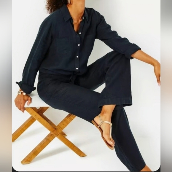 Lilly Pulitzer Black Deri Linen Palazzo Wide-Leg Pants NWT - Picture 3 of 10